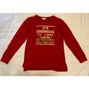 Francesca's Flip Sequin Christmas Shirt Womens Small Red Long Sleeve Cocktail